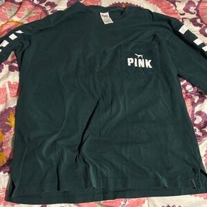 PINK Victoria's Secret Men's Teal Long Sleeve Shirt
